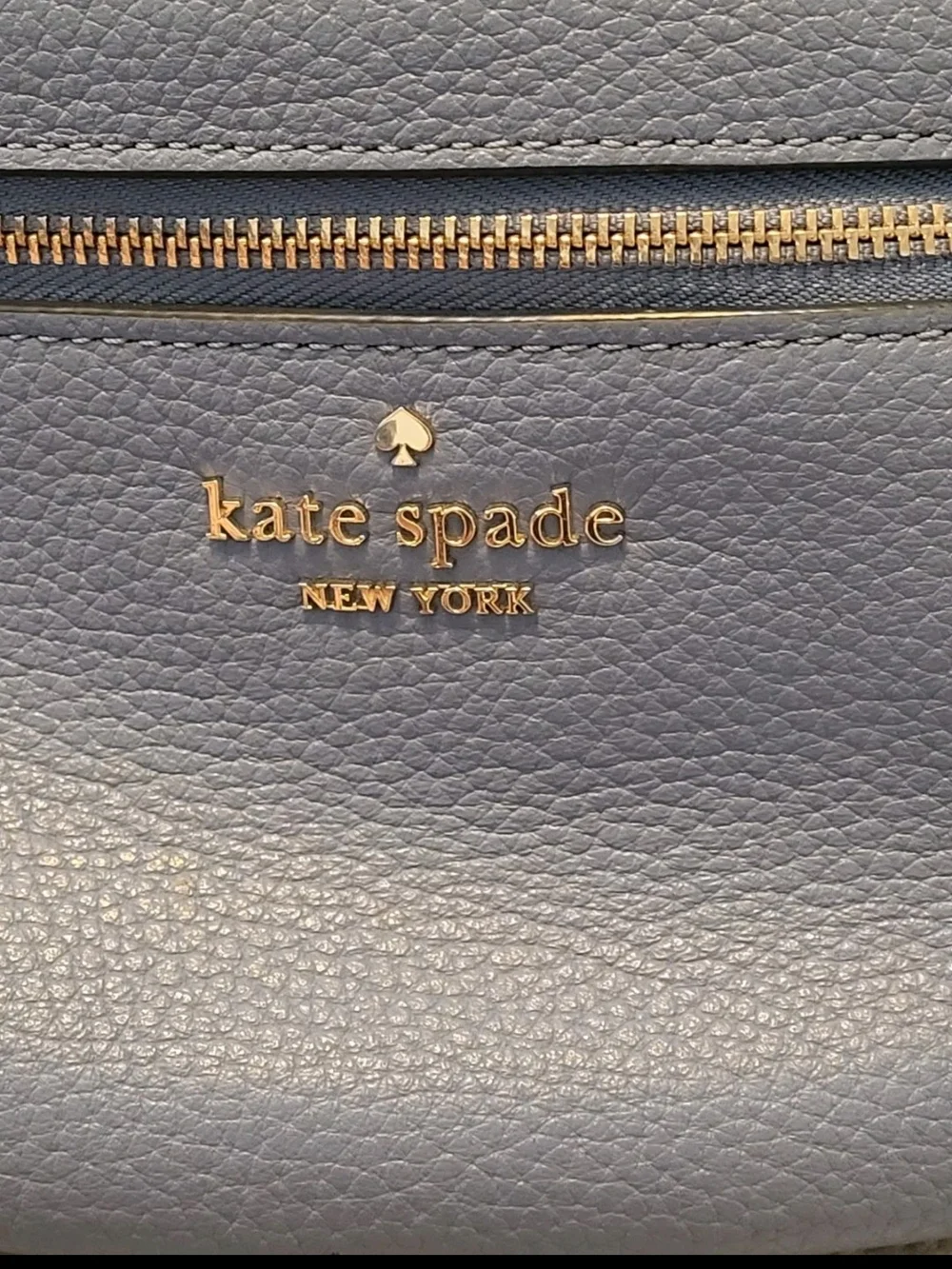 Kate Spade New York Blue Pebbled Belt Bag Fanny Pack Waist Bag Gold Hardware